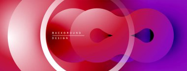 Soyut daireler örtüşüyor, canlı kırmızı mor bir gradyan oluşturuyor. Minimalist tasarım modern estetik, pürüzsüz geçişler öneriyor.