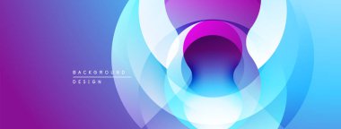 Soyut canlı katmanlar dinamik dairesel tasarım yaratır. Mavi, mor renkler harmanlanarak modern zemin oluşturuyor. Yumuşak eğimler görsel derinlik sunar.
