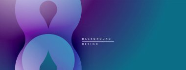 Soyut gradyan şekiller çakışıyor, dinamik görsel etki yaratıyor. Mavi, mor renkler kompozisyona hakim. Minimalist tasarım uygun arka planlar.