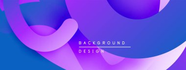 Soyut sıvı şekiller, canlı mor renkler tasarımda baskın. Gradyan geçişler derinlik yaratır, modern estetik. Arkaplan düz eğriler.