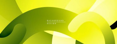 Soyut sarı, yeşil katmanlar dinamik dalga desenleri oluşturur. Yumuşak eğimler derinlik ve hareket olduğunu gösteriyor. Minimalist tasarım.