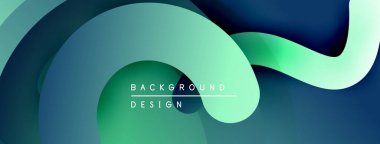 Soyut sıvı şekilleri, canlı deniz mavisi, mavi gradyanlar. Modern tasarım öğesi, pürüzsüz eğriler dinamik bileşim yaratır. Minimalist estetik.