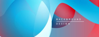 Soyut şekiller örtüşüyor, canlı mavi ve kırmızı renkler yaratıyor. Modern tasarım pürüzsüz geçişleri ve görsel uyumu vurguluyor.