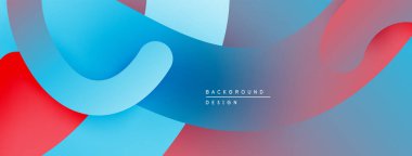 Soyut sıvı şekilleri örtüşür, parlak mavi ve kırmızı renkler yaratır. Arkaplan ve sunumlar için modern tasarım ögesi.