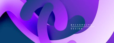Soyut sıvı şekilleri, mor renkler baskın gelir. Yumuşak gradyanlar dinamik akış yaratır, modern tasarım elementi. Arkaplan hareket ve derinlik öneriyor.