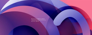 Soyut akışkan şekiller, canlı mor, mavi, pembe renkler. Modern tasarım, pürüzsüz gradyanlar dinamik bileşim oluşturur.