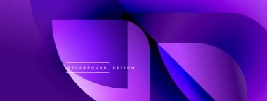 Soyut mor arkaplan. Üst üste binen şekiller dinamik görsel efekt yaratır. Dijital projeler için modern tasarım.