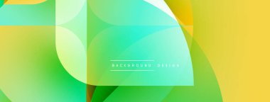 Soyut sıvı şekilleri örtüşür ve canlı bir arkaplan oluşturur. Sarı, yeşiller kompozisyona hakim. Modern tasarım ögesi.