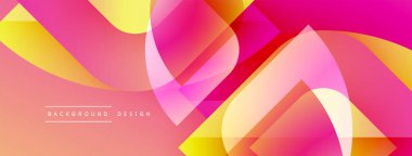 Soyut, enerjik bir arkaplan. Üst üste binen şekiller dinamik ve renkli bileşimler yaratır. Gradyan renkler düzgün bir şekilde harmanlanarak modern estetik sunuyor..