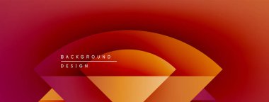 Soyut eğim arkaplanı. Kırmızı, turuncu renkler düzgün bir şekilde harmanlanır. Geometrik şekiller, dinamik görsel efekt oluşturur. Modern tasarım ögesi.