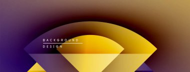 Soyut eğim arkaplanı. Üst üste binen şekiller dinamik görsel efekt yaratır. Altın, mor renkler kompozisyona hakim. Modern tasarım ögesi.