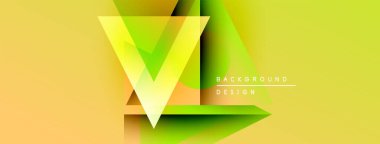 Soyut geometrik tasarım. Canlı sarı, turuncu, yeşil gradyanlar dinamik görsel etki yaratır. Modern biçim, temiz satırlar, metin örtüsü.