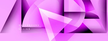 Soyut pembe tasarım. Üst üste binen şekiller dinamik görsel efekt yaratır. Çeşitli projeler için modern arkaplan.