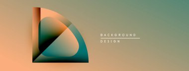 Soyut tasarım özellikleri üst üste binen şekiller, eğim renkleri. Arkaplanda yatay çizgileri olan metin arkaplan tasarımı yer almaktadır. Minimalist estetik.