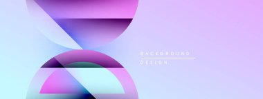 Soyut geometrik şekiller çakışıyor ve yumuşak bir değişim etkisi yaratıyor. Açık mor, pembe renkler tasarımda baskın. Minimalist arkaplan.