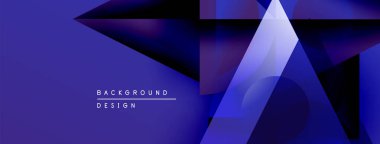 Soyut geometrik şekiller, canlı mavi renkler, modern tasarım. Gradyan efektli minimalist bileşim, uygun arkaplan ögesi.