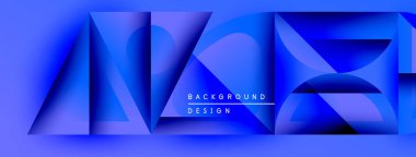 Soyut mavi şekiller dinamik arkaplan yaratır. Geometrik formlar örtüşüyor, derinlik ve modern tasarım estetiğini gösteriyor. Canlı gradyanlar görsel etkiyi artırır.