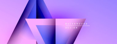 Soyut geometrik tasarım. Mor renkler katmanlı üçgen şekiller yaratır. Dijital projeler için minimalist, modern arkaplan.