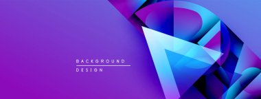 Soyut mor tasarım katmanlı geometrik şekiller içerir. Gradyan renkler dinamik görsel efekt yaratır. Metin arkaplan tasarımı okur.