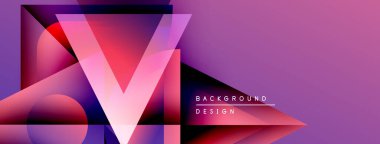 Soyut geometrik şekiller, canlı mor renkler, modern tasarım. Gradyan katmanlar dinamik görsel efekt yaratır. Metin arkaplan tasarımı okur.