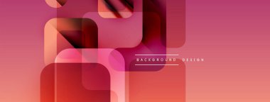 Soyut geometrik şekiller üst üste binerek canlı kırmızı ve pembe renkler yaratıyor. Modern tasarım dinamik ve şık hissettiriyor..