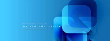 Soyut mavi arkaplan. Üst üste binen kareler modern tasarım yaratır. Dereceli gölgeler derinlik ve görsel ilgi sunar. Basit metin etiketleri ögeleri.