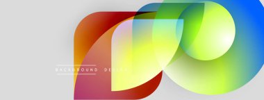 Soyut renkli şekiller çakışıyor. Parlak gradyanlar dinamik görsel efekt yaratır. Arkaplan ve afişler için modern tasarım ögesi.