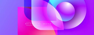 Soyut canlı tasarım, üst üste binen renkli daireler, gradyanlar. Pembe, mor, mavi renkler modern görsel efektler yaratır. Metin arkaplan tasarımı okur.