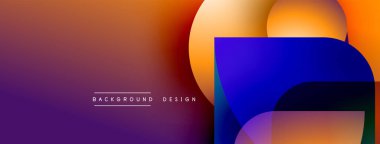 Soyut gradyanlar harmanlanarak, dinamik görsel efekt yaratır. Üst üste binen şekiller derinlik ekler, modern estetik. Arkaplan tasarım ögeleri mevcut.