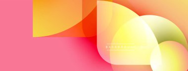 Soyut geometrik şekiller çakışıyor. Sıcak renk paleti baskın, pembe, portakal, sarı renkler. Modern tasarım akıcılığı ve dinamizmi çağrıştırıyor..