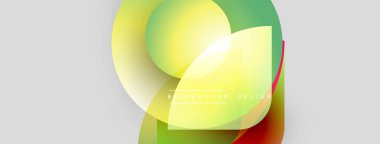 Soyut renkli şekiller çakışıyor. Gradyan renkler dinamik görsel efekt yaratır. Arka planlar için modern tasarım ögesi.