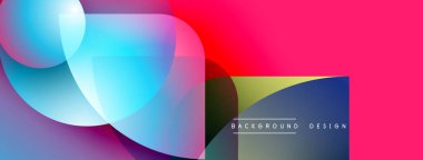 Soyut renkli şekiller çakışıyor. Canlı gradyanlar modern tasarım yaratır. Pembe, mavi, mor renkler kompozisyona hakim. Metin arkaplan tasarımı okur.