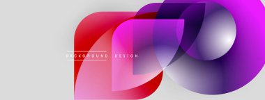 Soyut şekiller örtüşüyor, canlı renk değişimleri yaratıyor. Modern tasarım elementleri dinamik hareketi, pürüzsüz geçişleri önerir.