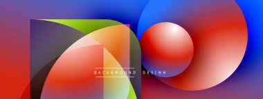 Soyut renkli şekiller örtüşür, dinamik görsel efekt yaratır. Gradyan renkler harmanlanır, modern arkaplan tasarımı oluşturulur.