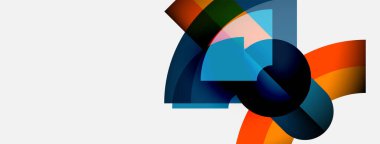 Soyut geometrik şekiller örtüşür, renkli kompozisyon oluşturur. Modern tasarım kıvrımlı çizgiler, canlı renkler, basit arkaplan.