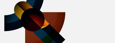 Soyut geometrik şekiller kesişir. Renkler karışır, dinamik görsel kompozisyon yaratır. Güçlü kontrastlı minimalist tasarım.