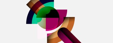 Soyut renkli şekiller örtüşür, dinamik bileşim yaratır. Gradyan renkler harmanlanarak modern görsel deneyimi oluşturur. Minimalist tasarım.