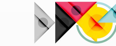 Soyut geometrik şekiller çakışıyor. Pembe, gri, sarı elementler dinamik bileşim oluşturur. Minimalist tasarım, temiz çizgiler modern estetik sunar.