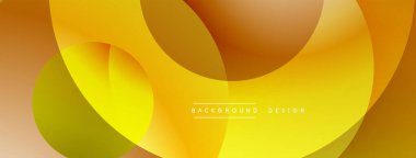 Soyut tasarım özellikleri üst üste binen sarı, turuncu şekiller. Gradyan renkler dinamik görsel efekt yaratır. Minimalist tarz, modern estetik.