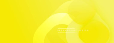 Parlak sarı soyut arka plan. Üst üste binen kıvrımlı şekiller dinamik görsel efekt yaratır. Dijital projeler için uygun minimalist tasarım.