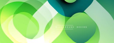 Soyut geometrik şekiller örtüşüyor, canlı yeşil renkler yaratıyor, gök mavisi renkleri. Modern tasarım pürüzsüz geçişler, dinamik bileşimler içerir.