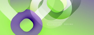 Soyut yeşil arkaplan. Üst üste binen daireler dinamik görsel efekt yaratır. Gradyan tonları pürüzsüz geçişler ve modern tasarım sunar.