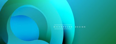 Soyut gradyan şekiller çakışıyor, dinamik görsel etki yaratıyor. Mavi, turkuaz renkler kompozisyona hakim. Minimalist tasarım uygun arka planlar.