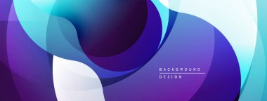 Soyut akışkan şekiller, havalı maviler, morlar dinamik bir zemin oluşturur. Modern tasarım, pürüzsüz eğimler, zarif kompozisyon.