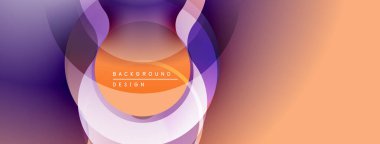 Soyut tasarım katmanlı daireler, gradyanlar içerir. Turuncu, mor renkler modern görsel efekt yaratır. Dijital projeler için uygun arkaplan.