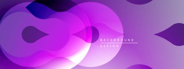 Soyut mor tasarım, üst üste binen daireler, gradyanlar. Modern, pürüzsüz şekiller dinamik görsel doku yaratır. Minimalist estetik.
