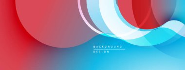 Soyut sıvı şekilleri, canlı kırmızı, mavi gradyanlar. Modern tasarım, pürüzsüz kıvrımlar dinamik bileşim yaratır. Minimalist estetik.