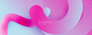 Soyut sıvı şekilleri, canlı pembeler, maviler dinamik arkaplan oluşturur. Yumuşak eğimler hareketi, modern tasarım estetiği önerir.