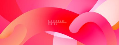 Soyut sıvı şekilleri, canlı pembeler, portakallar dinamik bir zemin oluşturur. Yumuşak eğimler hareketi, modern tasarım estetiği önerir.