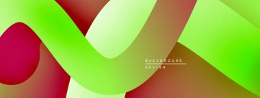 Soyut canlı katmanlar dinamik bileşim yaratır. Yumuşak eğimler, akışkan şekiller, modern tasarım elementleri mevcut.